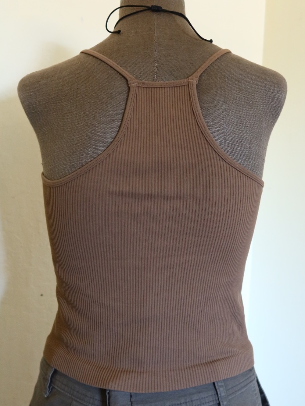 Built in Bra Brown Ribbed Racerback Tank Top - Picture 2 of 9